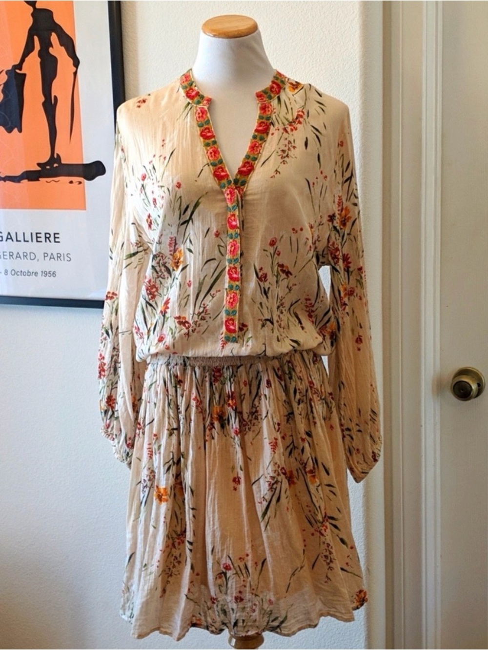 Sundance Cream embroidered Cotton dress